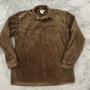 Vintage Calvin Klein Brown Corduroy Long Sleeve Button Up Shirt XL Men's 90s Y2K